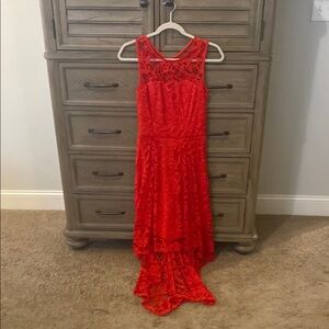 Elegant Red Lace Womens Dress